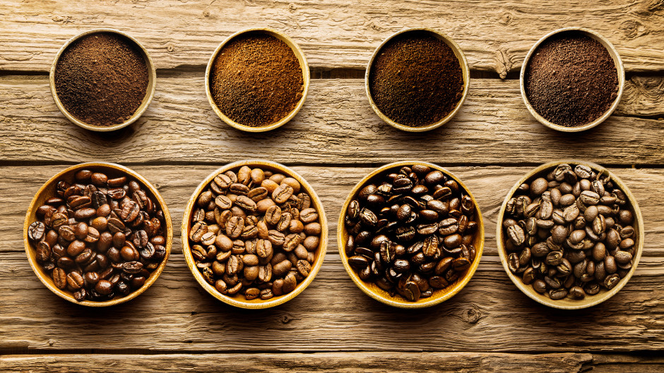 Typowe odmiany kaw: jemeńska, etiopska, kona, tanzańska, arabica, robusta